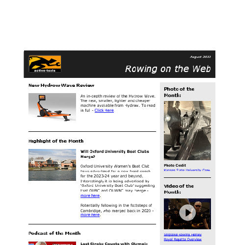 Rowing on the Web - August '23